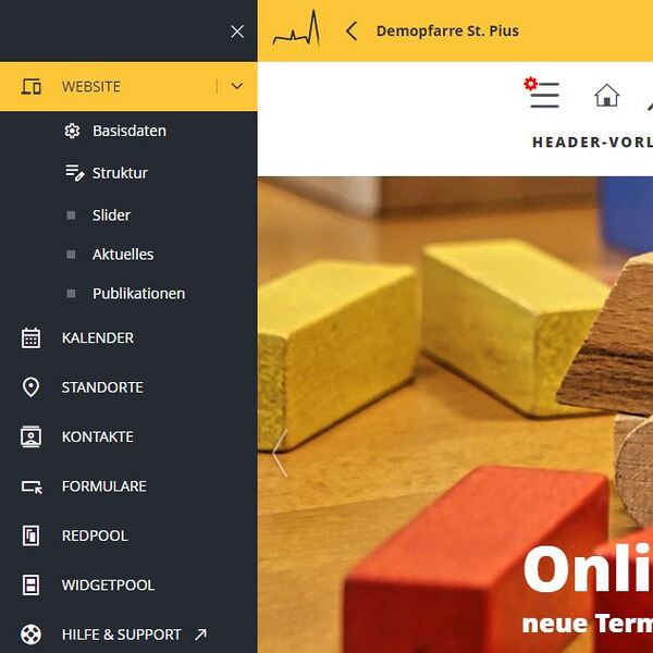Admin Navigation / FB Kommunikation Admin Navigation