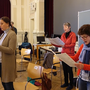 Generalprobe für das musica sacra-Konzert „Erschallet, ihr Himmel, erfreue dich, Erde“ / © Konservatorium für Kirchenmusik der Diözese Linz/Stefanie Petelin Generalprobe | 23. April 2022 | Festsaal des Petrinums